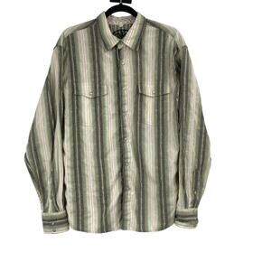 Scully cream Green Striped Weatern Pearl Snap Shirt Men’s Large Rockabilly